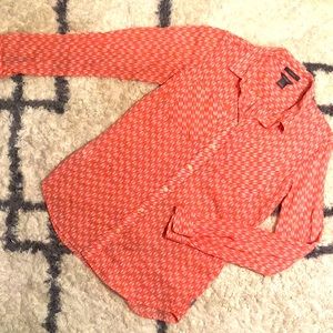 Eddie Bauer - Pink/White printed button up - classic fit - size XS